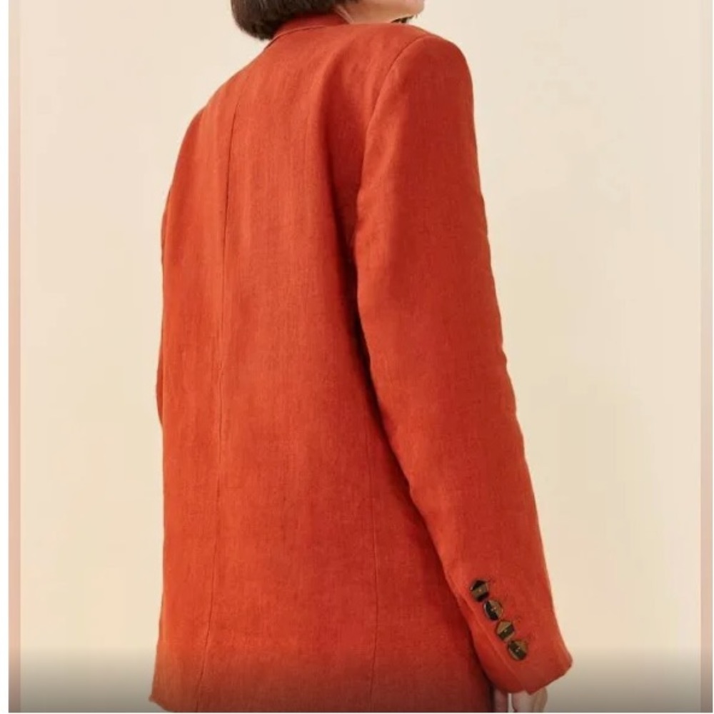NWOT Farm Rio Single Breasted Linen Blazer In Brown Size S.(Oversized) - Picture 11 of 11
